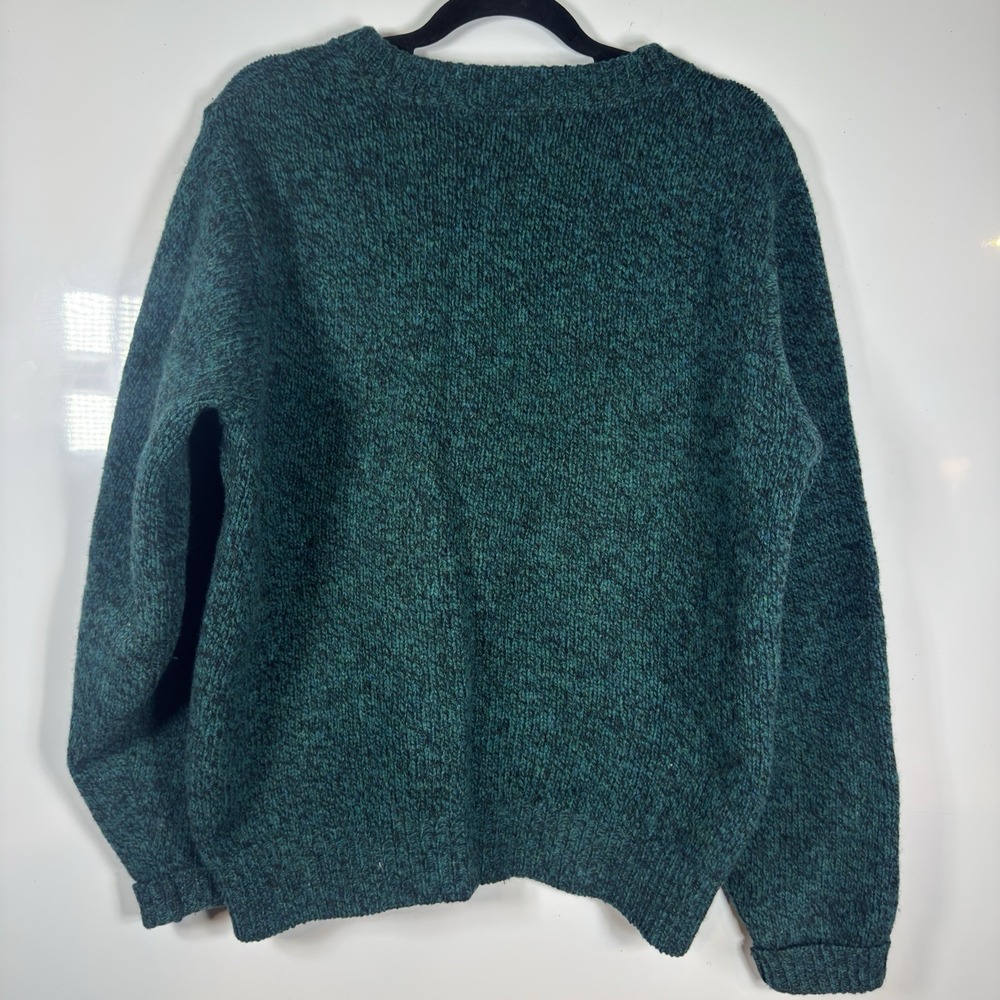 Vintage Lands End Wool Blend Crewneck Sweater Made in USA Blue Green Marled M - Picture 8 of 8